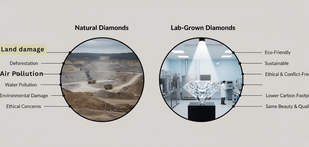 lab-grown diamonds, diamond jewellery, what is lab-grown diamonds, sustainable diamonds, luxury sustainability, what is difference bewteen natural and lab-grown diamonds, artificial diamonds, man-made diamonds, congo mining, ifiamond unethical mining, diamond mining, mining process unethical, inhuman poor miners, mining of diamonds