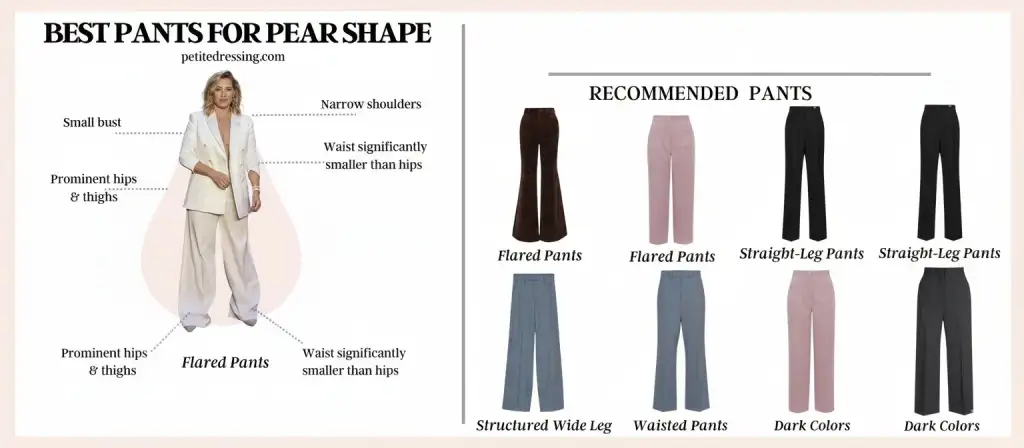 pants for pear shaped body woman, pear shaped body outfit ideas