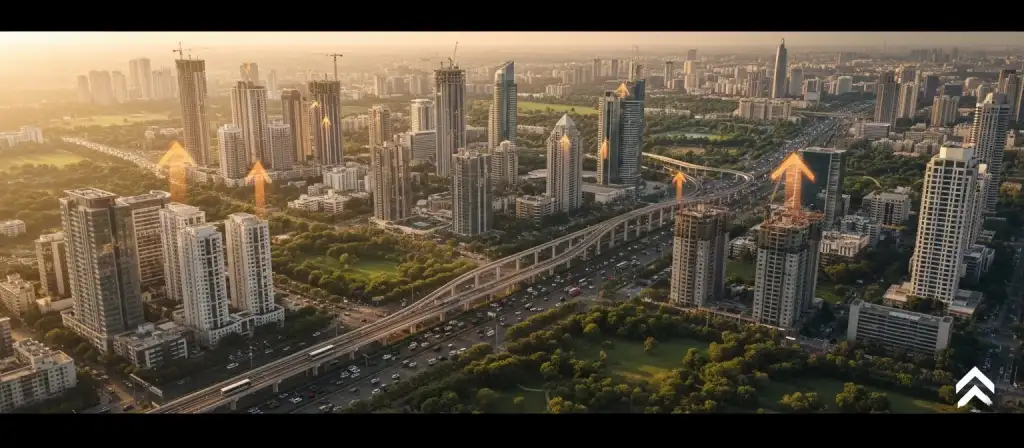 ndian cities real estate investment comparison showing growth, infrastructure, rental yield, and ROI opportunities in 2025