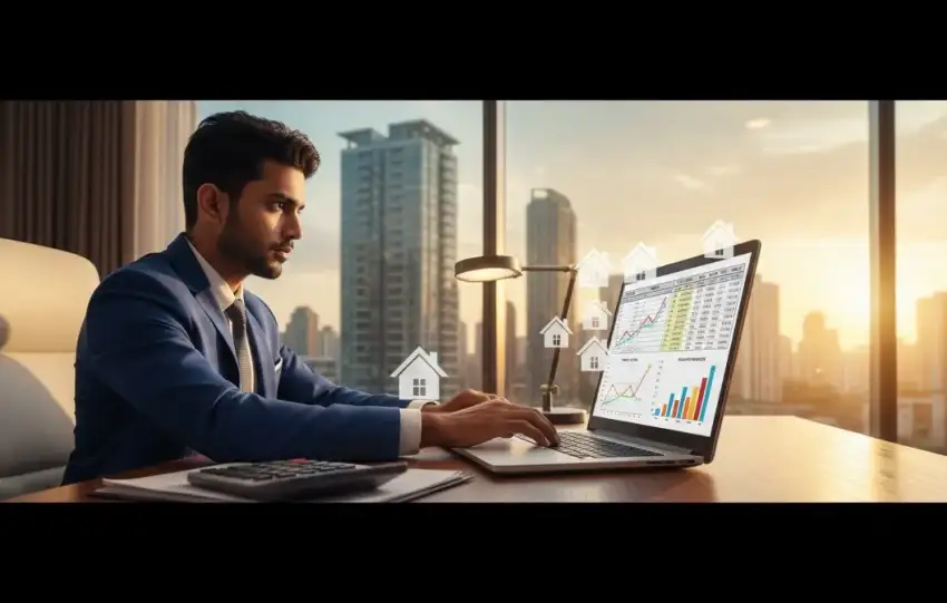 Real estate ROI calculation in India showing rental yield, property investment returns and capital appreciation analysis