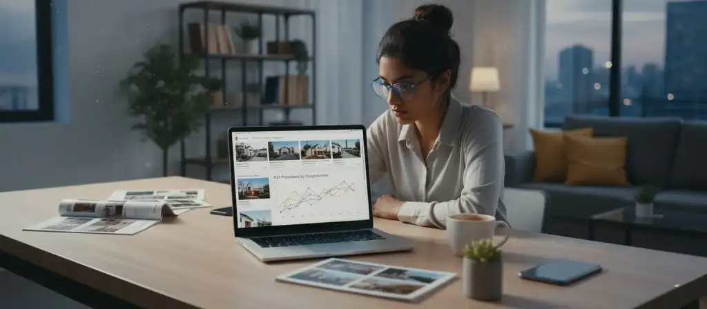 Real estate ROI calculation in India showing rental yield, property investment returns and capital appreciation analysis