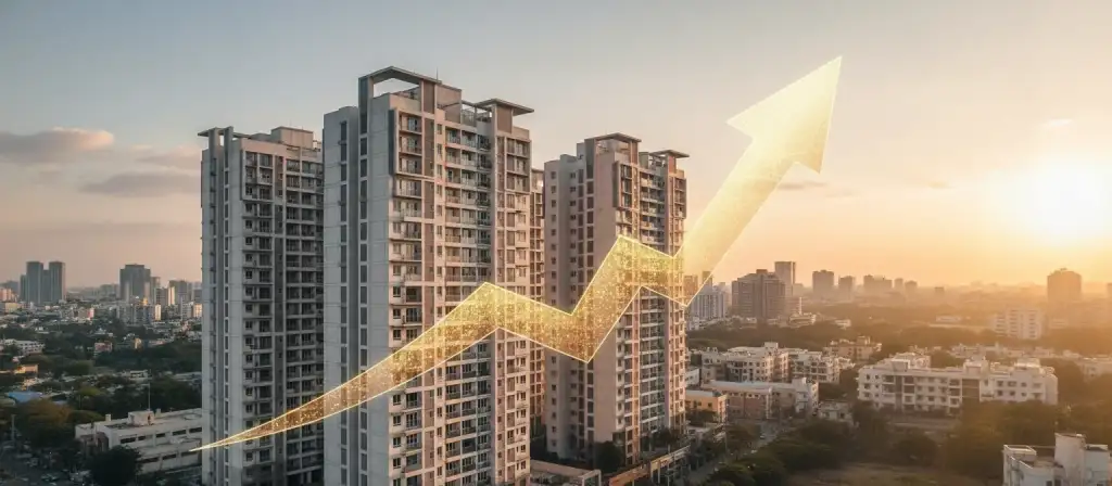 Real estate ROI calculation in India showing rental yield, property investment returns and capital appreciation analysis