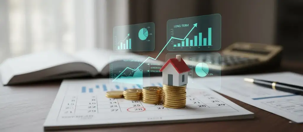 Real estate ROI calculation in India showing rental yield, property investment returns and capital appreciation analysis